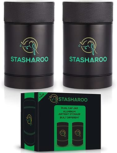 STASHAROO Çift Kapaklı Taşınabilir Depolama Kavanoz, Alüminyum Saklama Kabı Mühürlü Su Geçirmez Hava Geçirmez Kavanoz