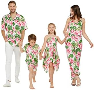 Eşleşen Aile Hawaii Luau Erkek Kadın Kız Erkek Giysileri Lotus ve Orkide