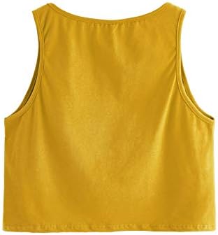 SweatyRocks kadın Rahat Kolsuz yuvarlak boyun Egzersiz kırpma kolsuz yelek gömlekler