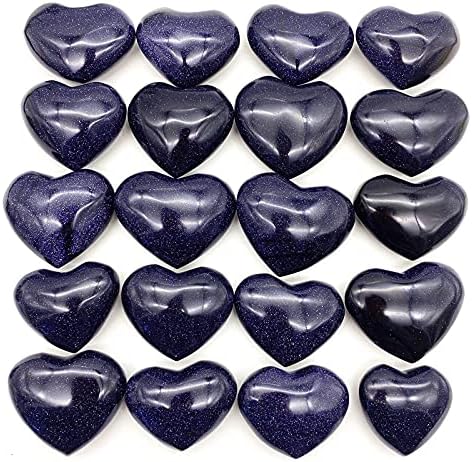 LAAALİD XN216 1 Parça Doğal Mavi Kumtaşı Kalp Şekli Çakra Taşları Oyma Reiki Şifa Dekorasyon Doğal Taşlar ve Mineraller