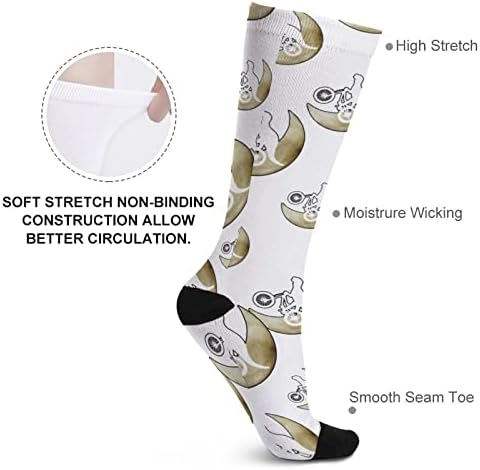 Dionsaur Yarım Ay Baskılı Renk Eşleştirme Çorap Atletik Diz Yüksek Çorap Kadın Erkek için