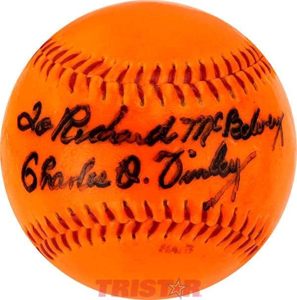 Charlie O. Finley, Richard Mcbelvey'e Yazılmış Resmi Turuncu Beyzbolu İmzaladı - İmzalı Beyzbol Topları