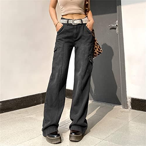 MANHONG Geniş Bacak Pantolon Trouse Eşleştirme Uzun Yaz Yüksek Belli Harem Kadın Yırtık Eklenmiş Rahat Renk Pantolon
