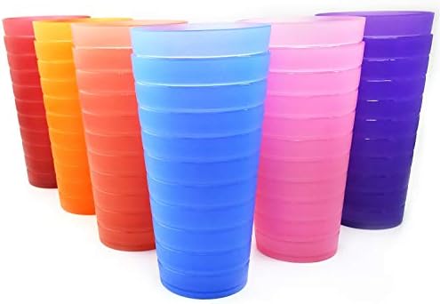 Kırılmaz 32 ons Plastik Bardak içme bardakları, 12 Çok Renkli Set-Bulaşık makinesinde yıkanabilir, BPA İçermez