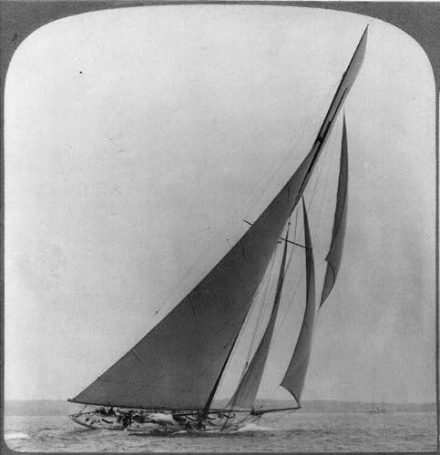 HistoricalFindings Fotoğraf: Reliance, Yelkenli, Amerika Kupası Savunucusu, 1903, Sert Rüzgarın Altında Topuklanma