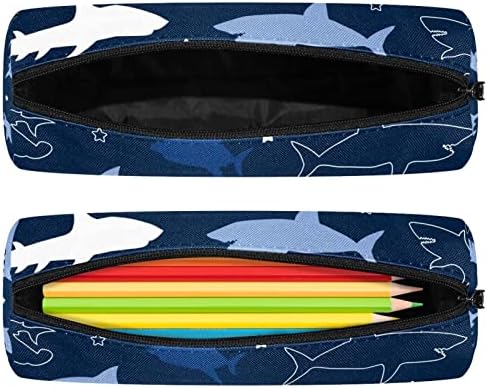 Köpekbalıkları Desen Kalem Kutusu Öğrenci Kırtasiye Kılıfı Fermuarlı kalem Çantası Makyaj Kozmetik Çantası Okul Öğrencileri