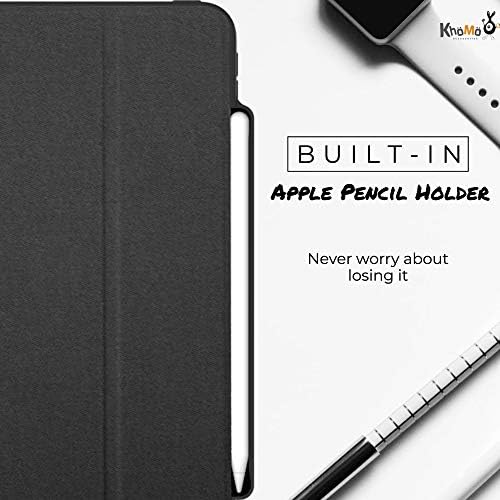 KHOMO iPad Kılıfı Pro 11 2nd Nesil 2020 kalem tutucu ile Çift Serisi Destekler Apple Kalem Şarj Kömür Siyahı