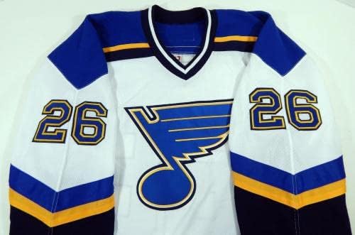 2001-02 St. Louis Blues Justin Papineau 26 Oyun Kullanılmış Beyaz Forma DP12118 - Oyun Kullanılmış NHL Formaları