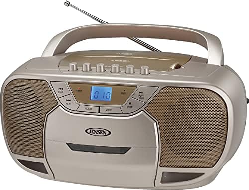 JENSEN CD-590-C CD-590 AM/FM Radyo ve Bluetooth'lu 1 Watt Taşınabilir Stereo CD ve Kaset Çalar/Kaydedici (Şampanya)