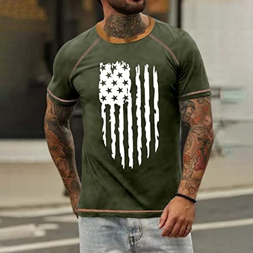 RTRDE erkek Gömlek Raglan T-Shirt Retro Kısa kollu Yuvarlak Boyun Bağımsızlık Günü Baskı Gömlek Tops