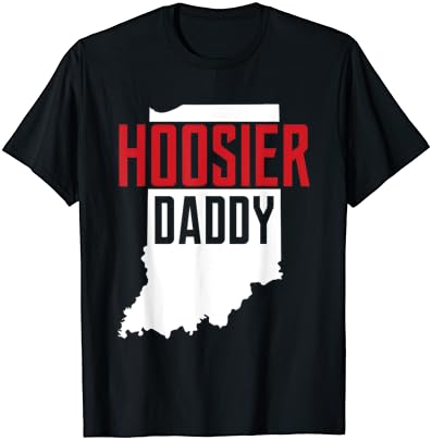 Hoosier Baba Indiana Eyalet Haritası Hediye T-Shirt