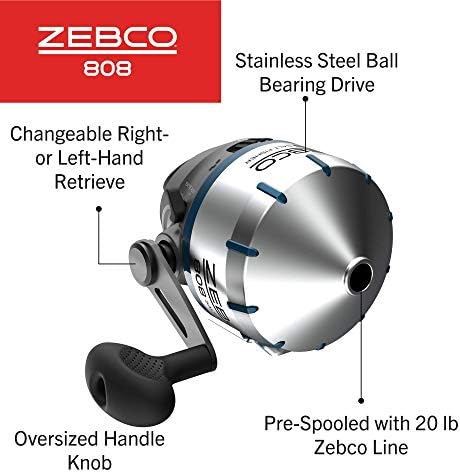 Zebco 808 Tuzlu Su Spincast Balıkçılık Reel, ABS İnsertli Paslanmaz Çelik Makara Kapağı, Quickset Anti-Ters ve Isırma