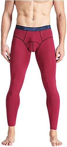 CJHDYM erkek Dip Pantolon Ince Sıska Sıcak Spor Pantolon Moda Düz Renk Orta Bel Yoga Taban Katmanı Tayt Pantolon