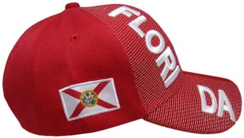 Florida Eyaleti Kırmızı Beyaz Harfler Yan İşlemeli Şapka Kapağında 3 Boyutlu Yama