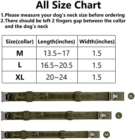 Taktik Köpek Tasması, VORCİK Ayarlanabilir Askeri Eğitim Naylon Köpek Tasması Saplı ve Orta ve Büyük Köpekler için