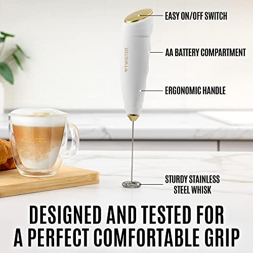 Zulay Mutfak Güçlü Süt Köpürtücü El-Kavraması Kolay El Mikseri Elektrikli - Twister-Toz İçecekler için Tasarım Mini