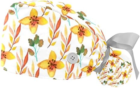 2 adet çalışma Kapağı Düğme ile kurdele Geri Geometrik Çiçek Baskılı At Kuyruğu Kılıfı Şapkalar Kadınlar için