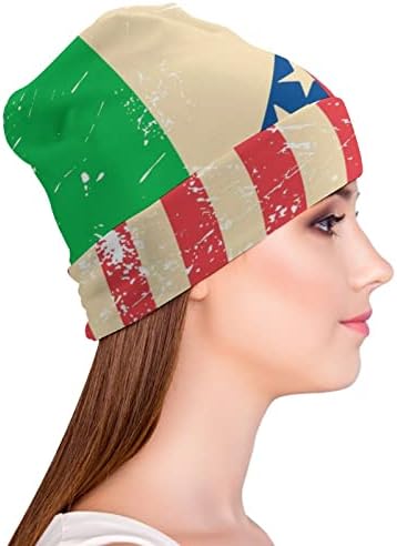 Amerikan ve İtalya Retro Bayrağı Unisex Bere Kap Yumuşak Sıcak Kafatası Şapka Kazak Kap Uyku Koşu Rahat