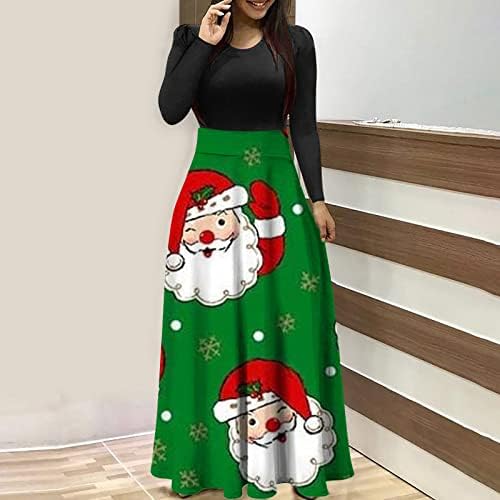 Kadın Maxi Elbiseler 2022 Noel 3D Çiçek Sundress Ekleme Uzun Kollu O-boyun Rahat Mezuniyet askı elbise