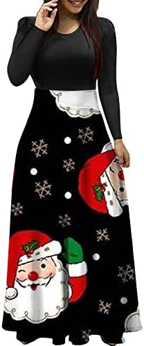 Kadın Maxi Elbiseler 2022 Noel 3D Çiçek Sundress Ekleme Uzun Kollu O-boyun Rahat Mezuniyet askı elbise