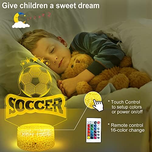 Çocuklar için Futbol Hediyeleri 3d Illusion Futbol Gece Lambası 16 Renk Değiştirme Yatak Odası Başucu Dekoru Çocuklar