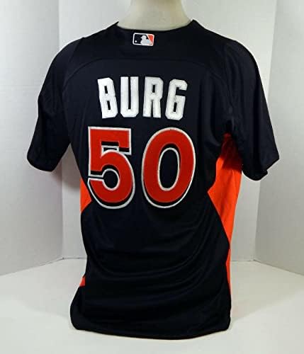 2012-13 Miami Marlins Alex Burg 50 Oyun Kullanılmış Siyah Forma ST BP 44 DP18425 - Oyun Kullanılmış MLB Formaları