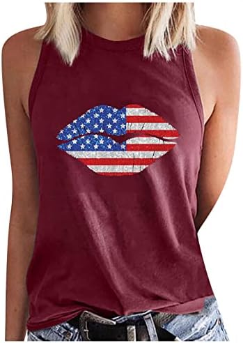 Ayçiçeği Racerback Tank Top Bayan ABD Bayrağı Yıldız Çizgili Tees Kolsuz Yelek Üst Özgürlük ve Cesur Cami Gömlek