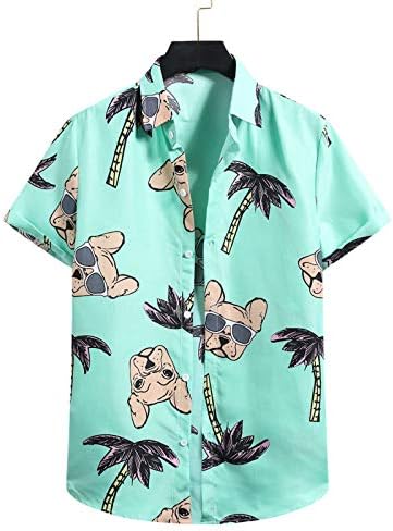 XXBR Erkek Hawaii Gömlek, Yaz Çiçek Renkli Baskı Vintage Casual Yaka Plaj Açık Tatil Kısa Kollu Gömlek