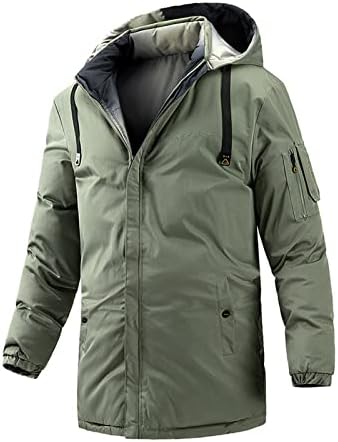 Erkek Erkek Kalınlaşmış Palto Sıcak Kış Düz Renk Rüzgar Geçirmez Hoodie Orta Uzunlukta Geri Dönüşümlü Ceket Ceket