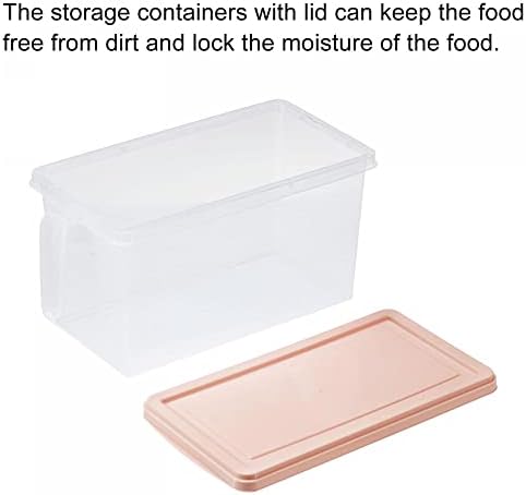 uxcell Plastik Gıda Saklama Kapları Saplı Kapaklı 4 ADET, Gıda Depolama Organizatör Taze Kutu İstiflenebilir Buzdolabı