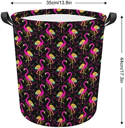 Parlak Flamingo çamaşır sepeti Katlanabilir çamaşır Sepeti çamaşır kutusu saklama çantası Kolları ile